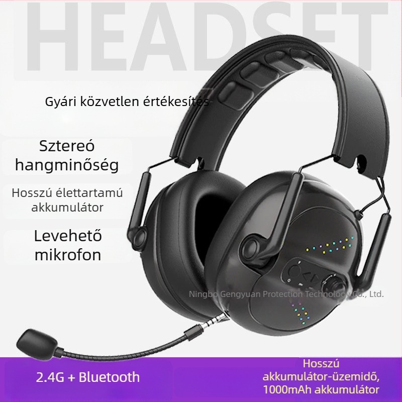 Vezeték nélküli USB gamer fejhallgató alacsony késleltetéssel, kivehető mikrofonnal, e-sportokhoz