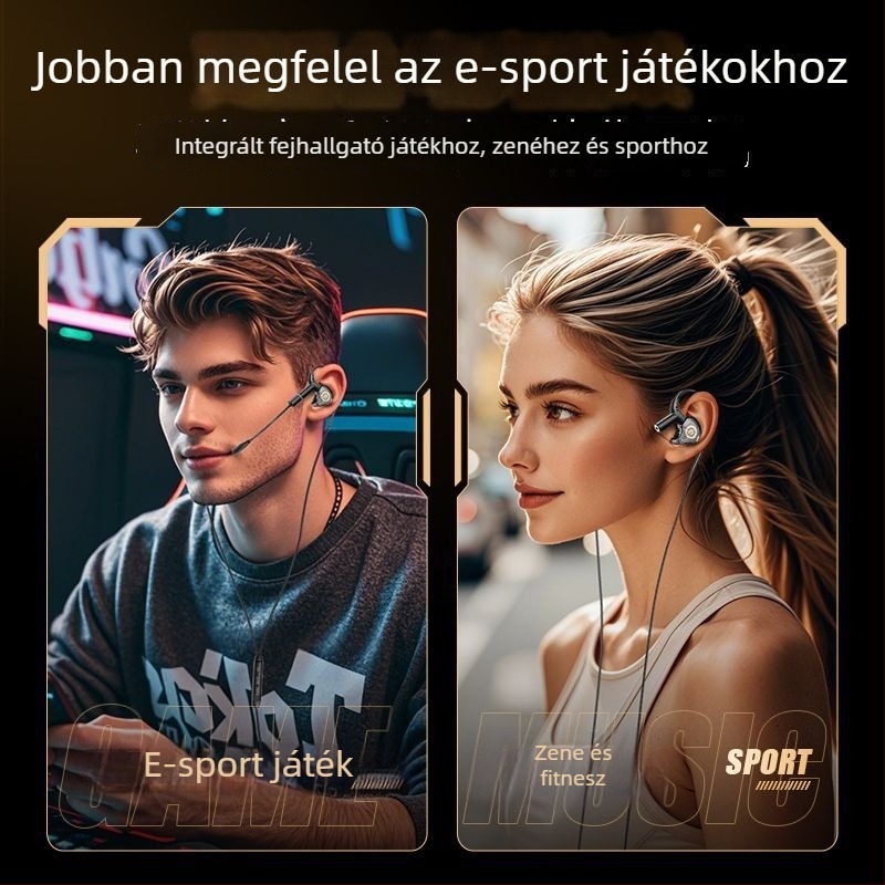 Játék fejhallgató mikrofonnal, fülbe illesztett, vezetékes, 3,5 mm, mobiltelefonokra és PC-re, térbeli hangzás