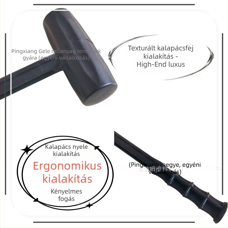 Gumírozott fejű műanyag kalapács, kompakt, többfunkciós eszköz bútorok szereléséhez és felújításához