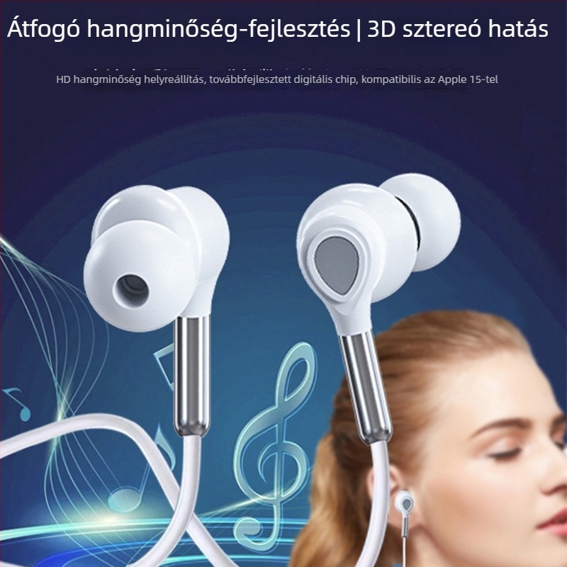 Onet T632 digitális dekóderes fülhallgató Type-C-kompatibilis, iPhone 15-höz, vezetékes mikrofonos, 1,2 m kábel