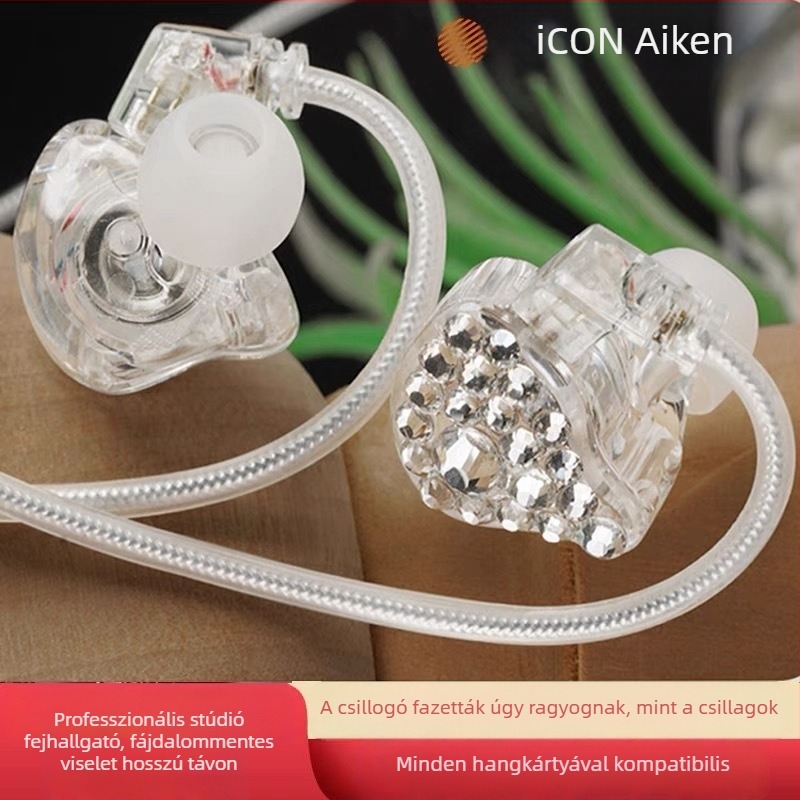 ICON element8 Gyémántbevonatú in-ear monitor fejhallgató énekléshez, vezetékes, 3,5 mm jack, 2,5 m kábel