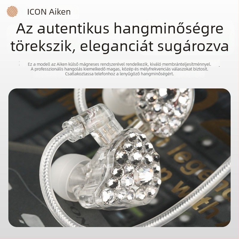 ICON element8 Gyémántbevonatú in-ear monitor fejhallgató énekléshez, vezetékes, 3,5 mm jack, 2,5 m kábel