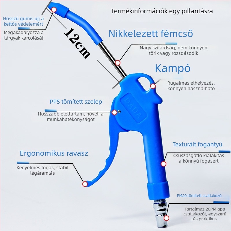 Century Capgemini B30 Pneumatikus porfújó pisztoly, 30 cm, csatlakozóval, középhosszú, fémipari felhasználásra