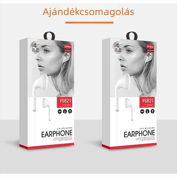 Vezetékes in-ear fejhallgató vonali vezérléssel, erőteljes basszus, mikrofonnal, 3,5 mm jack