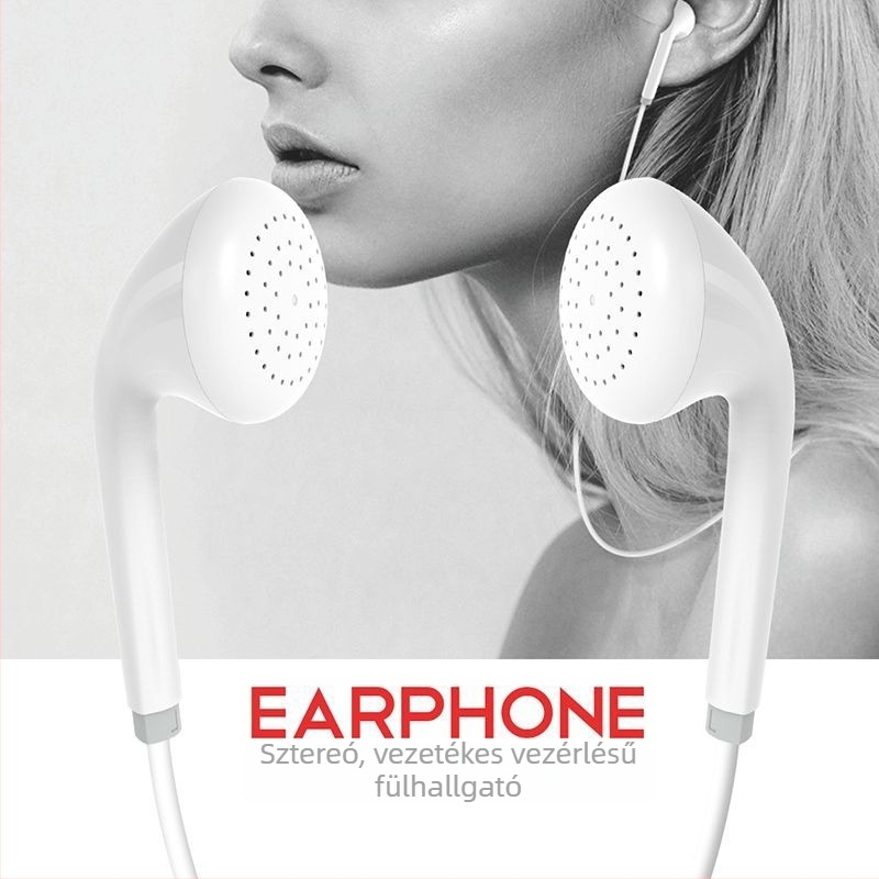 Vezetékes in-ear fejhallgató vonali vezérléssel, erőteljes basszus, mikrofonnal, 3,5 mm jack