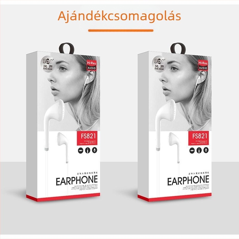 Vezetékes in-ear fejhallgató vonali vezérléssel, erőteljes basszus, mikrofonnal, 3,5 mm jack