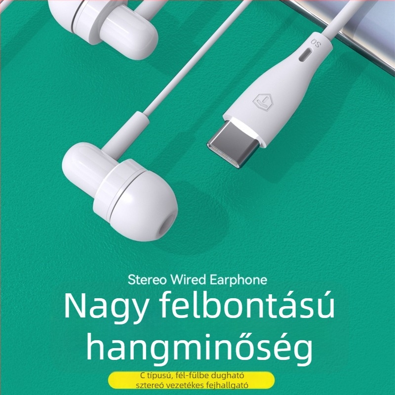 Type-C fülbe illeszkedő, vezetékes fülhallgató Huawei, Honor és Xiaomi telefonokhoz – zene és hívások