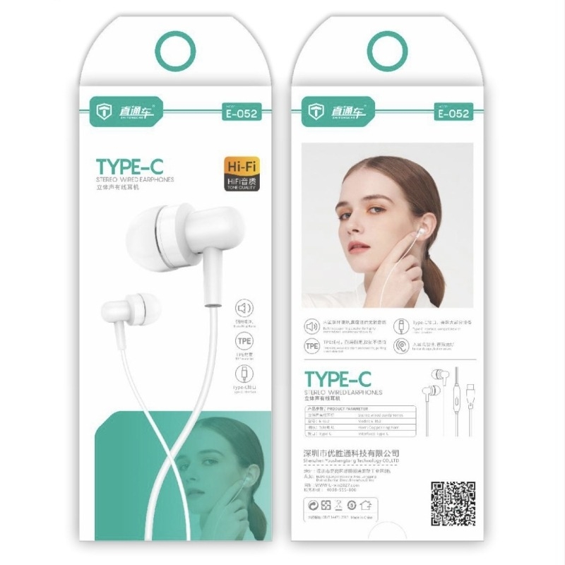 Type-C fülbe illeszkedő, vezetékes fülhallgató Huawei, Honor és Xiaomi telefonokhoz – zene és hívások