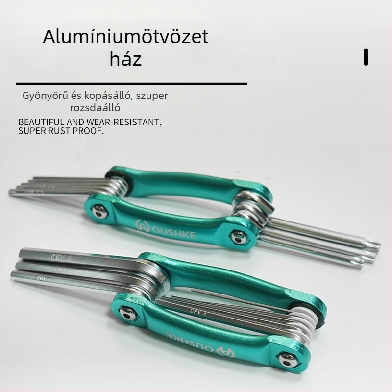 Oshake alumínium ötvözetből készült, virágmotívummal ellátott hajtogatható hex kulcs és csavarhúzó autójavításhoz