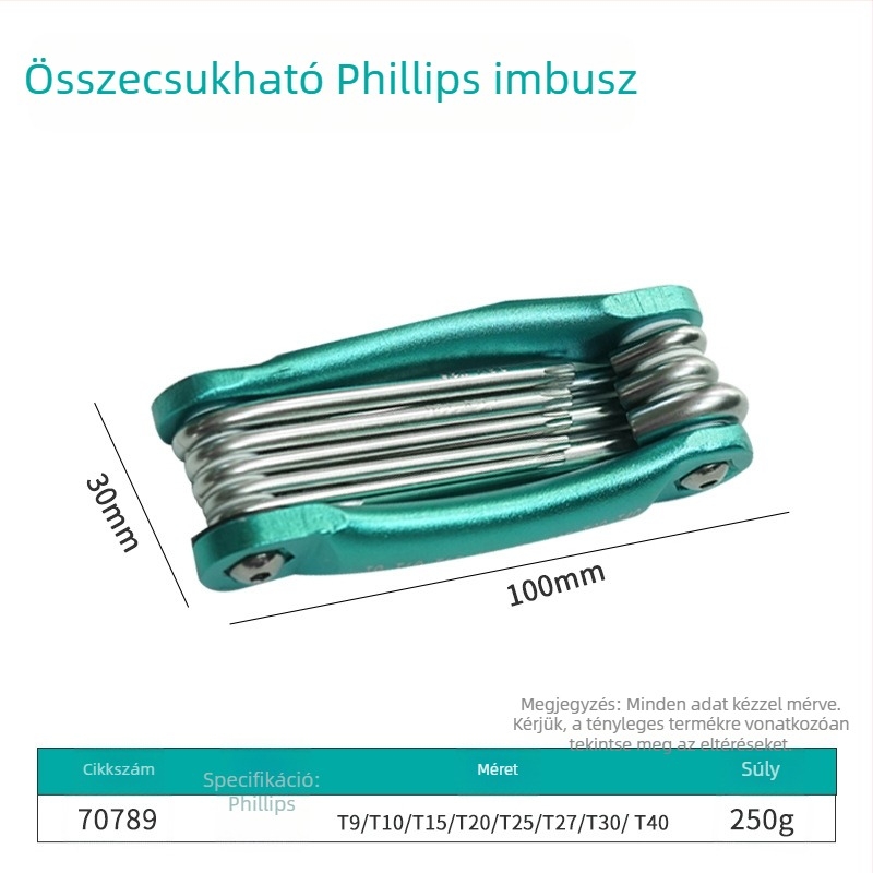 Oshake alumínium ötvözetből készült, virágmotívummal ellátott hajtogatható hex kulcs és csavarhúzó autójavításhoz