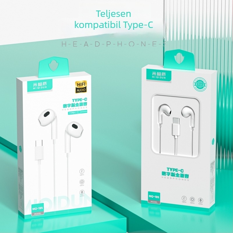 MQ19S Type-C in-ear vezetékes fejhallgató, teljesen kompatibil az iPhone 15-tel, Huaweivel és Android telefonokkal