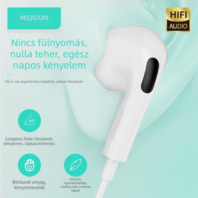 MQ19S Type-C in-ear vezetékes fejhallgató, teljesen kompatibil az iPhone 15-tel, Huaweivel és Android telefonokkal