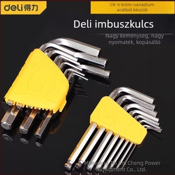 Deli Tools DL230009 Standard lapos fejű hatszögkulcs készlet, 9 darab, 1,5–10 mm, standard hosszúságú