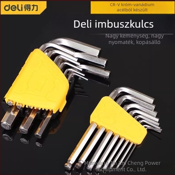 Deli Tools DL230009 Standard lapos fejű hatszögkulcs készlet, 9 darab, 1,5–10 mm, standard hosszúságú