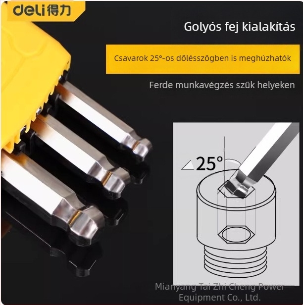 Deli Tools DL230009 Standard lapos fejű hatszögkulcs készlet, 9 darab, 1,5–10 mm, standard hosszúságú