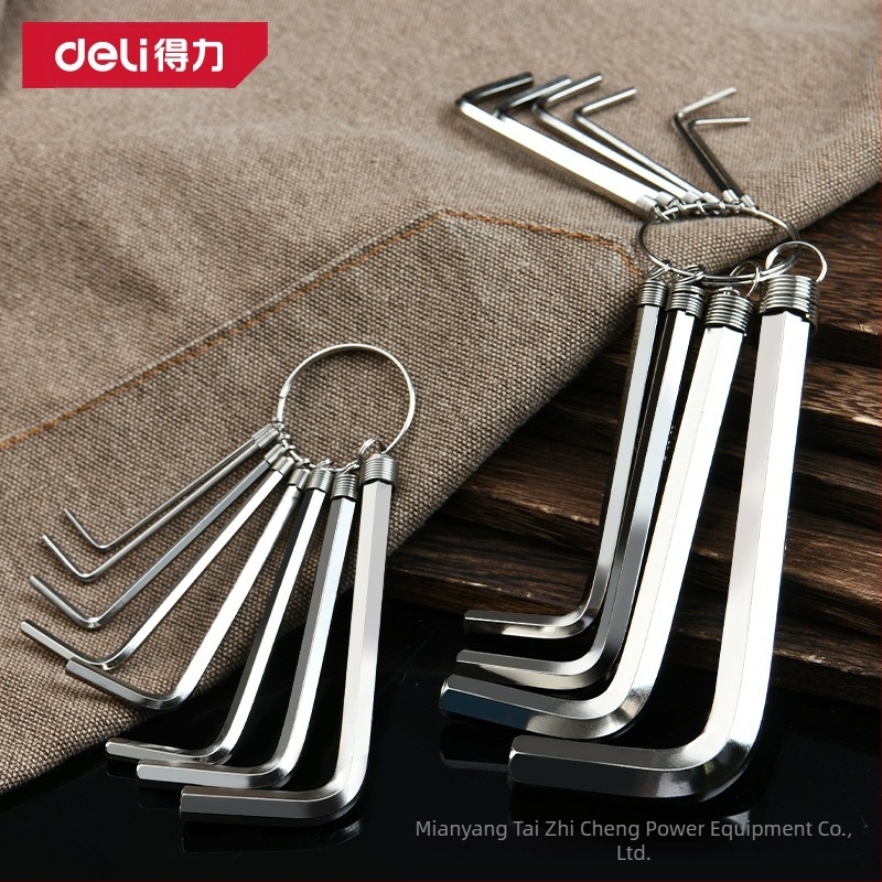 Deli Tools DL230009 Standard lapos fejű hatszögkulcs készlet, 9 darab, 1,5–10 mm, standard hosszúságú