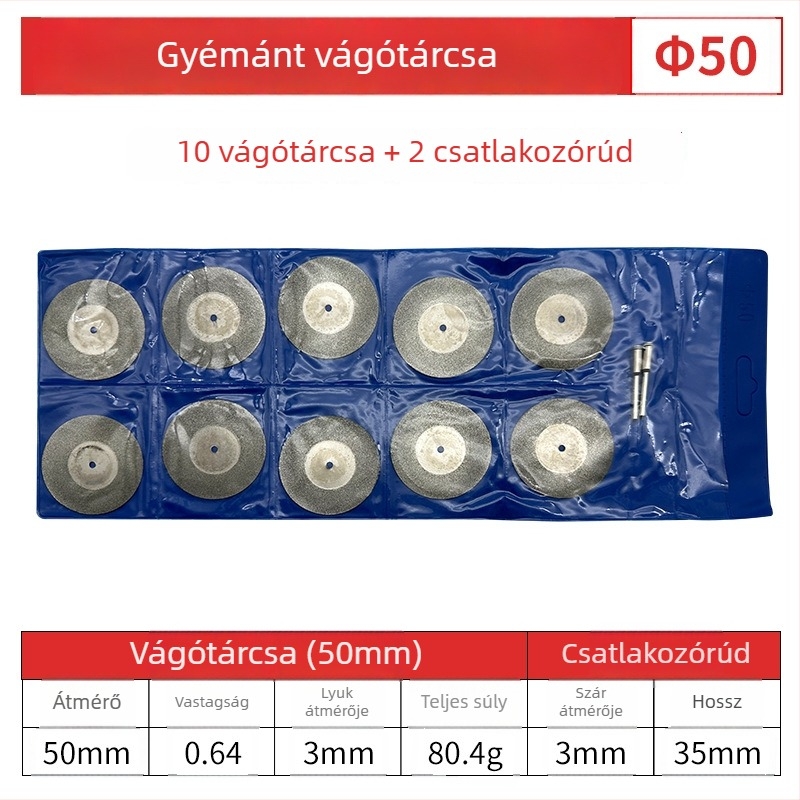 45°-os ferde élű gyémánt vágókorong, kis fűrészlap üveghez és jádéhoz, fugák polírozása