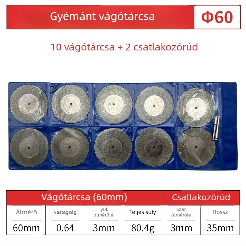 45°-os ferde élű gyémánt vágókorong, kis fűrészlap üveghez és jádéhoz, fugák polírozása