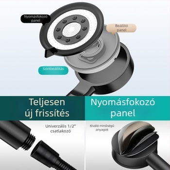 Öt fokozatú nyomású esőzuhanyfej készlet otthoni használatra, nyomásnövelt zuhanyfej és tömlő