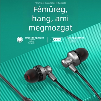 Type-C vezetékes headset digitális hanggal és vonali vezérléssel, kompatibil Apple iPhone 15/16, Huawei és Android okostelefonokkal