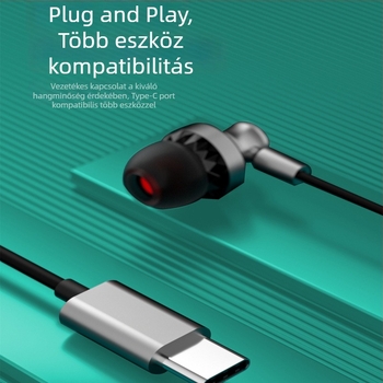 Type-C vezetékes headset digitális hanggal és vonali vezérléssel, kompatibil Apple iPhone 15/16, Huawei és Android okostelefonokkal