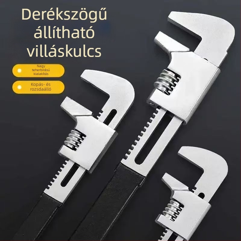 F-típusú többfunkciós derékszögű állítható nyitott végű kulcs, ultra vékony profilú vízvezeték-szerelő kulcs, nagy nyílással