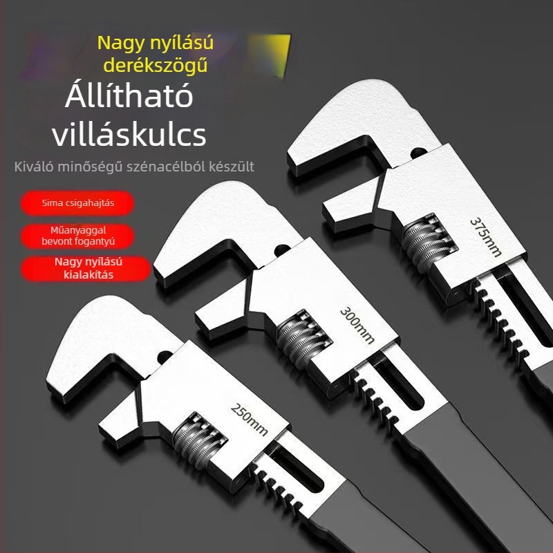 F-típusú többfunkciós derékszögű állítható nyitott végű kulcs, ultra vékony profilú vízvezeték-szerelő kulcs, nagy nyílással