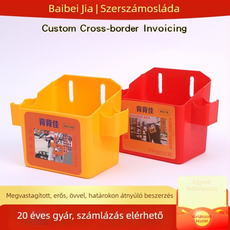 Derékra szerelhető szerszáktáska szegdobozzal — műanyag szegtároló doboz
