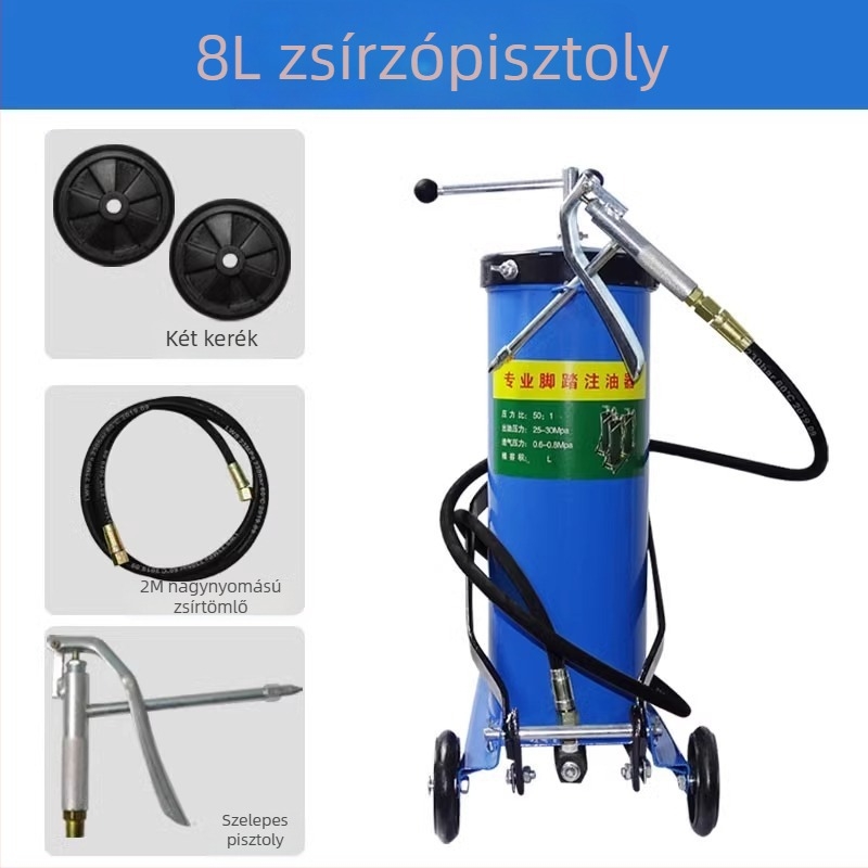 Lábpedálos zsírzópisztoly targoncához — magas nyomású, kézi kenéshez
