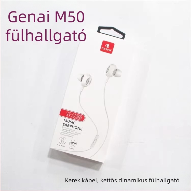 Gnai M50 vezetékes fülbe helyezhető fejhallgató, kettős dinamikus meghajtóval és mikrofonnal, univerzálisan kompatibilis