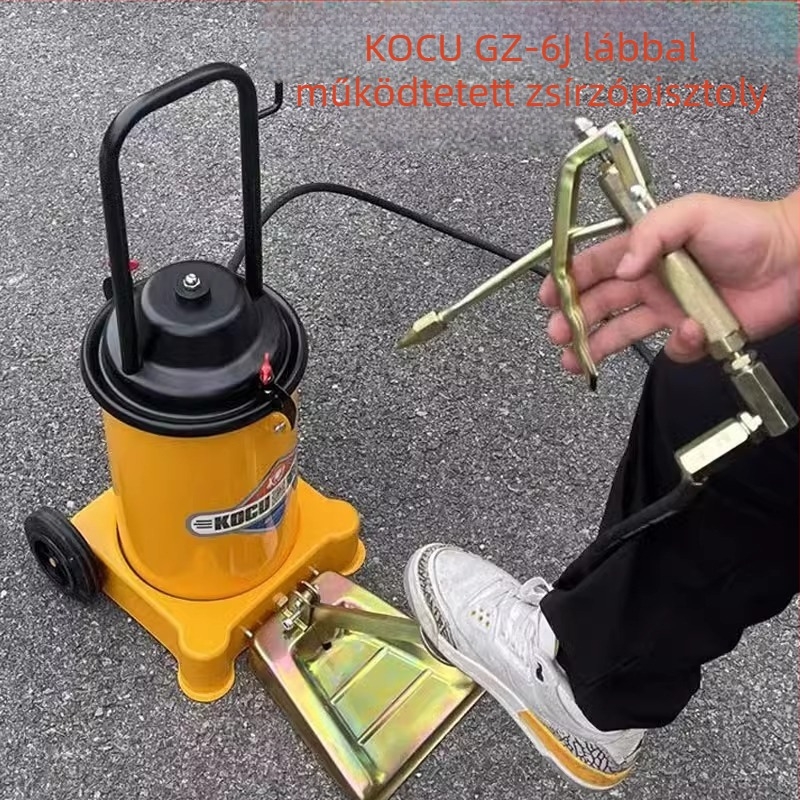 Keqiu GZ-6J Lábpedálos zsírzó pumpa, magasnyomású zsírzó rendszer, zsírzó pisztoly pedállal, 12L kapacitás