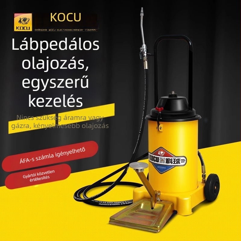 Keqiu GZ-6J Lábpedálos zsírzó pumpa, magasnyomású zsírzó rendszer, zsírzó pisztoly pedállal, 12L kapacitás