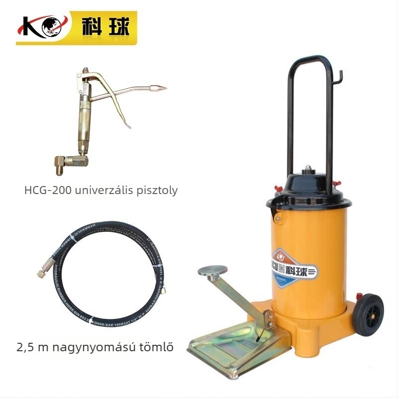 Keqiu GZ-6J Lábpedálos zsírzó pumpa, magasnyomású zsírzó rendszer, zsírzó pisztoly pedállal, 12L kapacitás