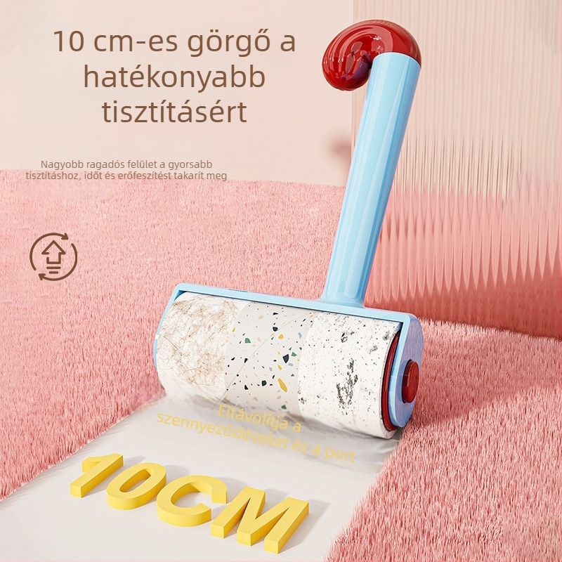 Aranyos szöszmentesítő görgő cserélhető ragadós lapokkal, ruhákhoz és háziállat-szőr eltávolítására