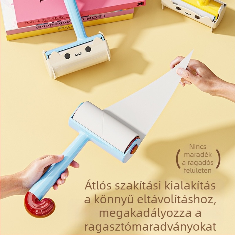 Aranyos szöszmentesítő görgő cserélhető ragadós lapokkal, ruhákhoz és háziállat-szőr eltávolítására