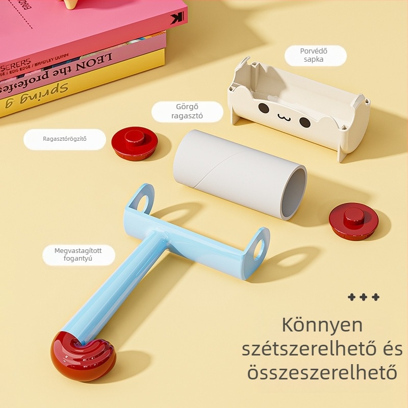 Aranyos szöszmentesítő görgő cserélhető ragadós lapokkal, ruhákhoz és háziállat-szőr eltávolítására