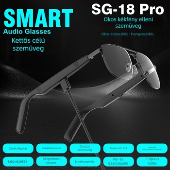 SG15PRO Bluetooth napszemüveg – Többfunkciós zenehallgatás és hívások, fülcsatolásos, sztereó