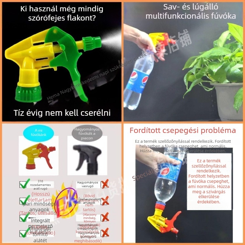 Kertész permetezőfej, sav- és lúgálló, kis méretű, otthoni és udvari öntözéshez