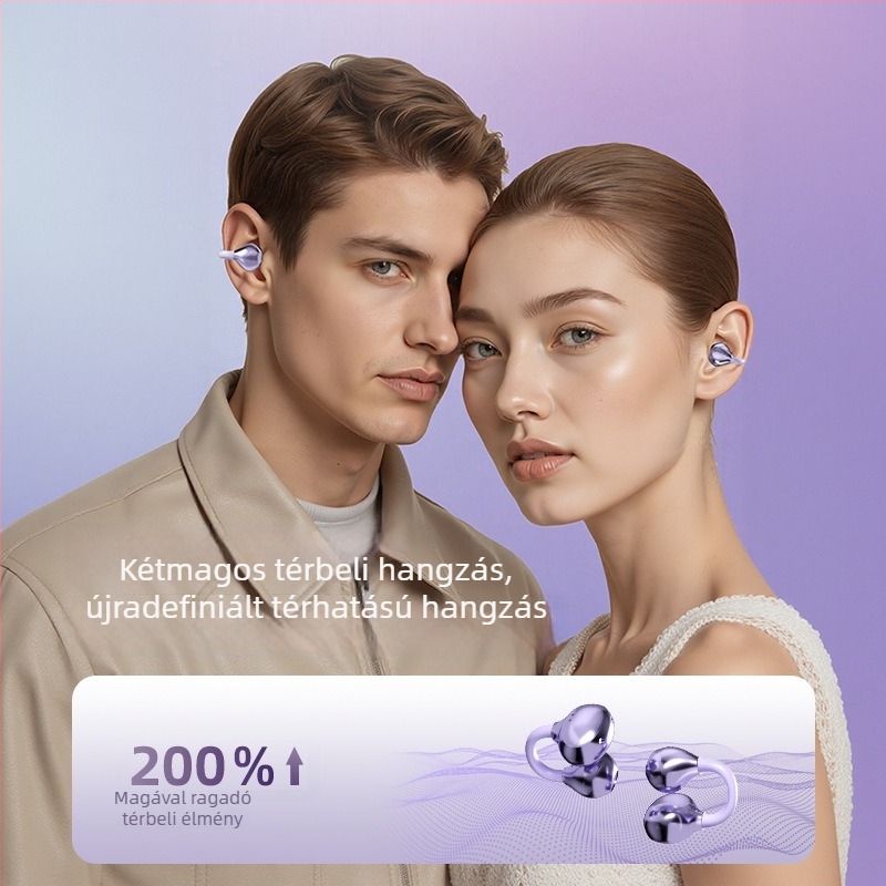 Bluetooth fülhallgató nyitott dizájnnal, fül-clip típusú, sportos vízálló, TWS, hosszú üzemidő