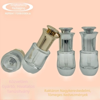 Lapos vállú, vastag aljú üvegflakon pumpás adagolóval, esszenciális olajokhoz, testápolókhoz és szérumokhoz, 15 ml és 30 ml