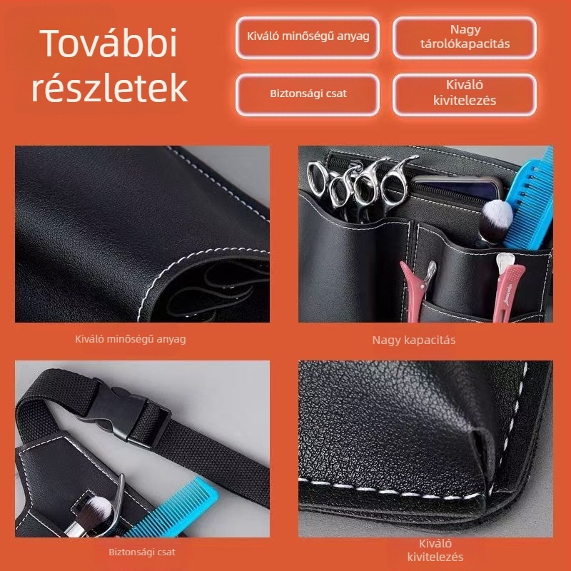 Fodrászati eszközökhöz övtáska leválasztható ollózsebbel