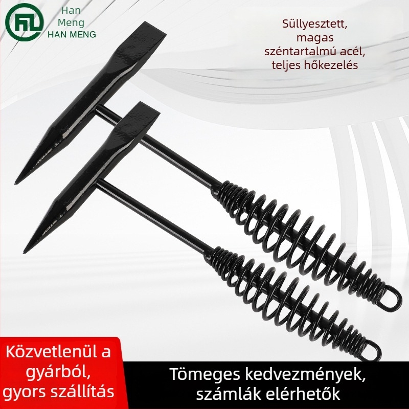 Hegesztő slagkalapács – hegyes fejű, magas széntartalmú acél fej, vas nyél, 350 mm hosszú, 0,5 kg súly, ütéscsillapító