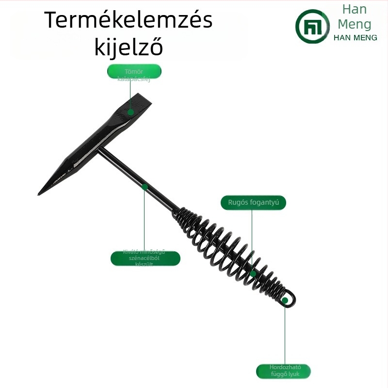 Hegesztő slagkalapács – hegyes fejű, magas széntartalmú acél fej, vas nyél, 350 mm hosszú, 0,5 kg súly, ütéscsillapító