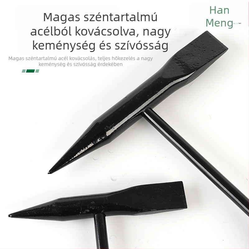 Hegesztő slagkalapács – hegyes fejű, magas széntartalmú acél fej, vas nyél, 350 mm hosszú, 0,5 kg súly, ütéscsillapító