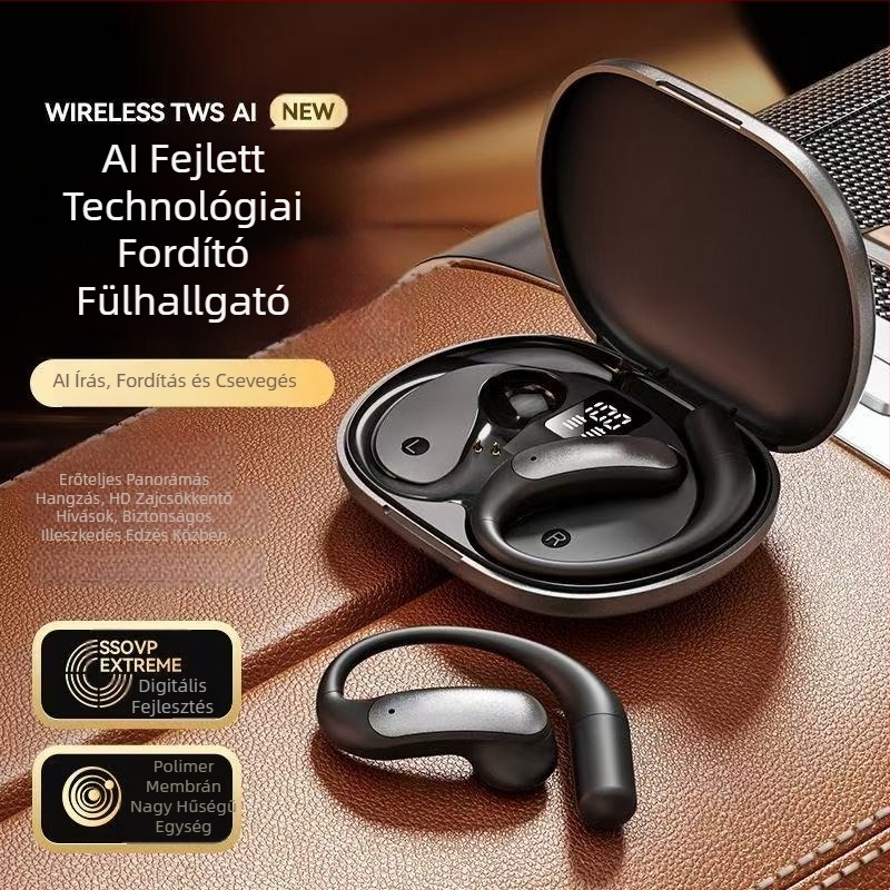 OWS Bluetooth fülhallgató fülcsipeszes kialakítás, AI fordítással, zajszűrés, hosszú üzemidő, vezeték nélküli sport