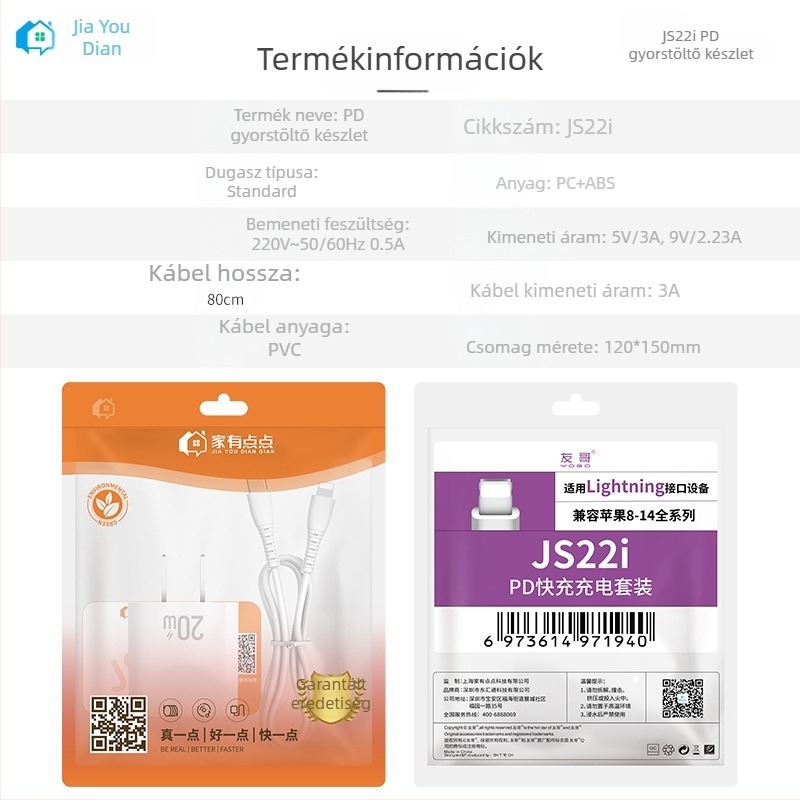 Apple PD20W USB-C kábelkészlet gyors töltéshez