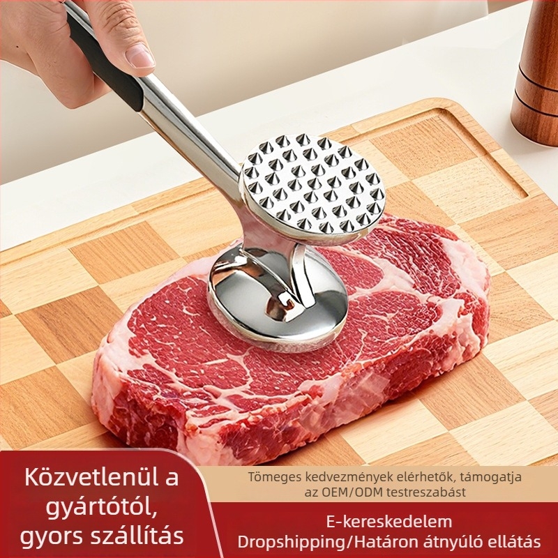 Rozsdamentes acél húsklopfoló kalapács steakhez, konyhai és professzionális használatra