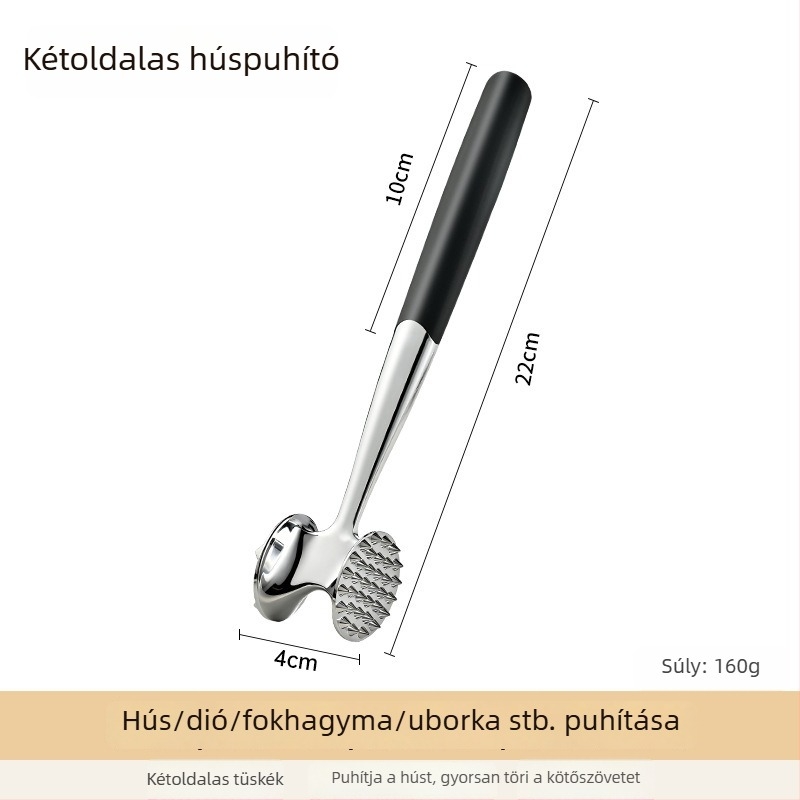Rozsdamentes acél húsklopfoló kalapács steakhez, konyhai és professzionális használatra