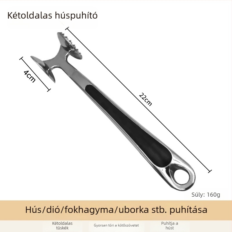 Rozsdamentes acél húsklopfoló kalapács steakhez, konyhai és professzionális használatra