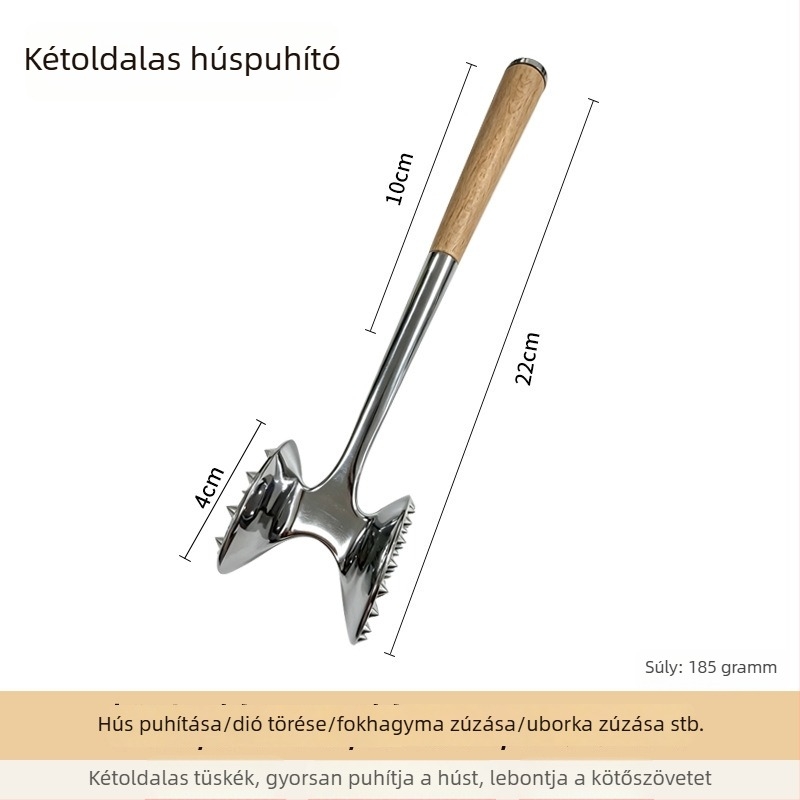 Rozsdamentes acél húsklopfoló kalapács steakhez, konyhai és professzionális használatra
